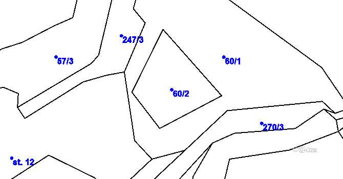 Parcela st. 60/2 v KÚ Květinov, Katastrální mapa