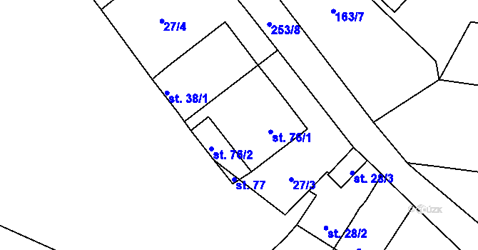 Parcela st. 76/1 v KÚ Květinov, Katastrální mapa