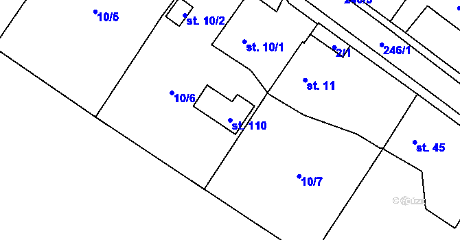 Parcela st. 110 v KÚ Květinov, Katastrální mapa
