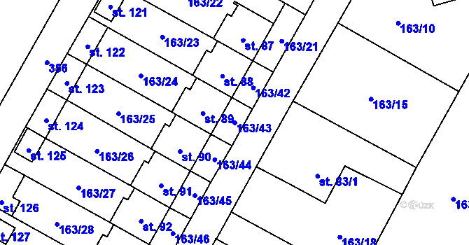 Parcela st. 163/43 v KÚ Květinov, Katastrální mapa