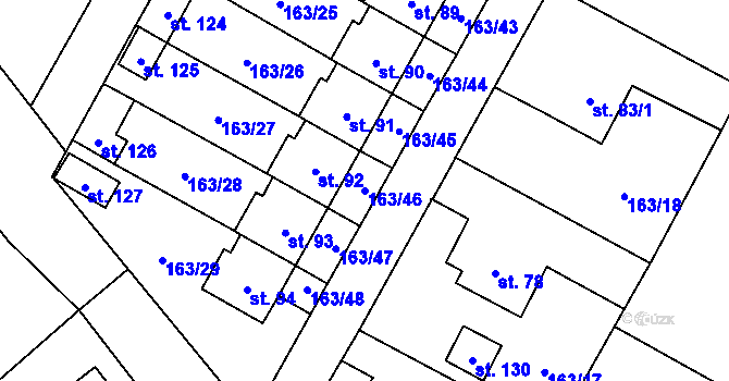 Parcela st. 163/46 v KÚ Květinov, Katastrální mapa