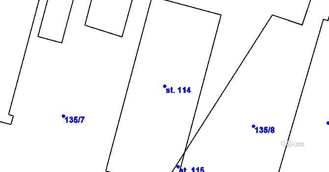 Parcela st. 114 v KÚ Květinov, Katastrální mapa