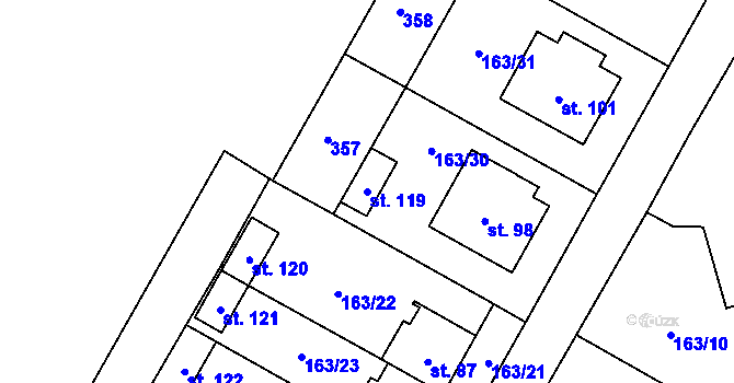 Parcela st. 119 v KÚ Květinov, Katastrální mapa