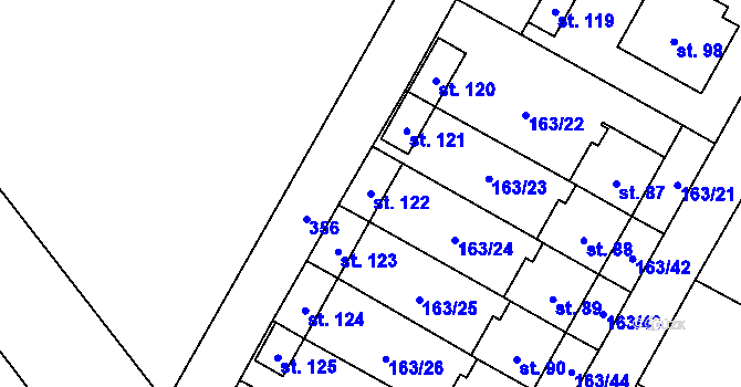 Parcela st. 122 v KÚ Květinov, Katastrální mapa