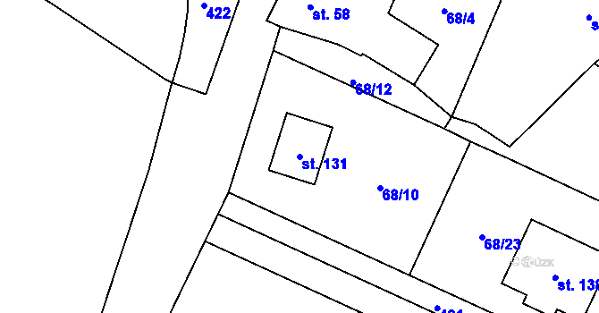 Parcela st. 131 v KÚ Květinov, Katastrální mapa