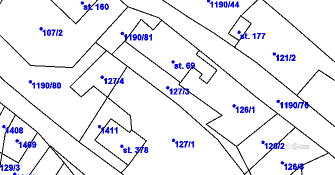 Parcela st. 127/3 v KÚ Květná, Katastrální mapa