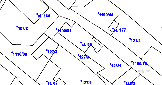 Parcela st. 69 v KÚ Květná, Katastrální mapa