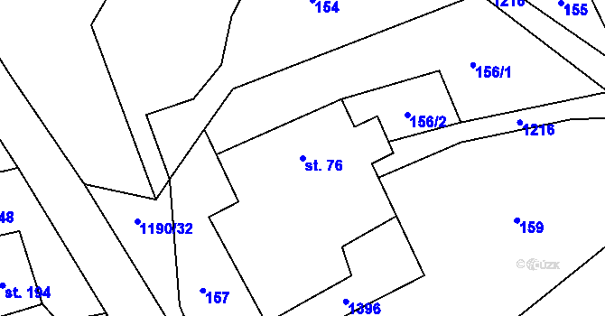 Parcela st. 76 v KÚ Květná, Katastrální mapa