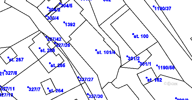 Parcela st. 101/4 v KÚ Květná, Katastrální mapa