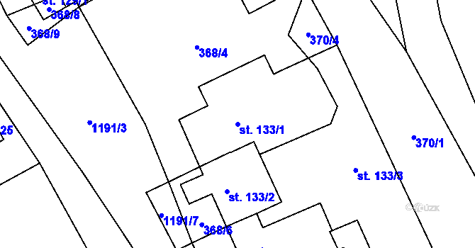Parcela st. 133/1 v KÚ Květná, Katastrální mapa