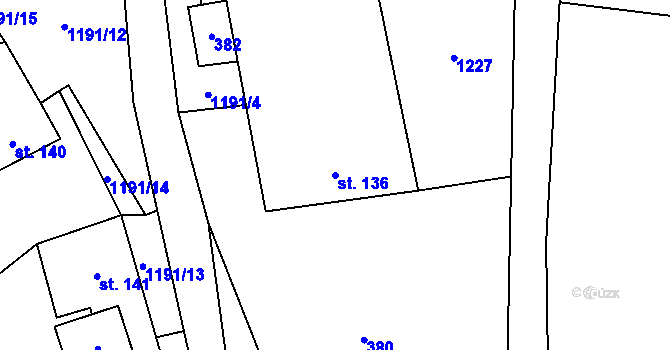 Parcela st. 136 v KÚ Květná, Katastrální mapa