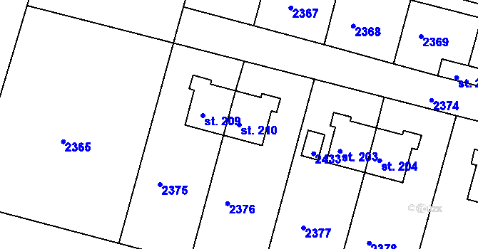 Parcela st. 210 v KÚ Květná, Katastrální mapa