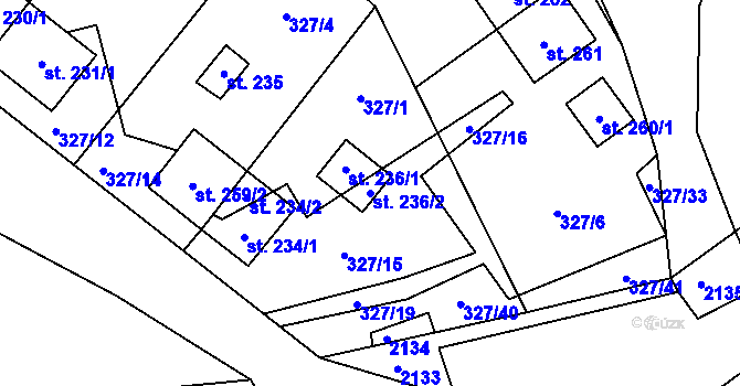Parcela st. 236/2 v KÚ Květná, Katastrální mapa