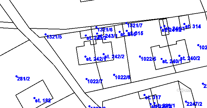 Parcela st. 242/2 v KÚ Květná, Katastrální mapa