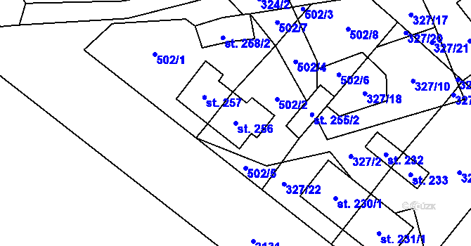 Parcela st. 256 v KÚ Květná, Katastrální mapa