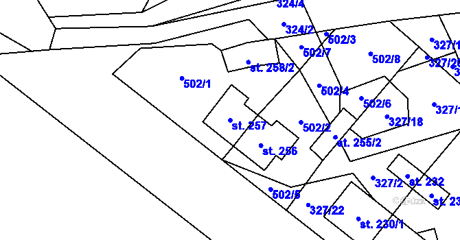 Parcela st. 257 v KÚ Květná, Katastrální mapa