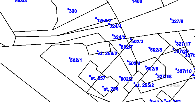 Parcela st. 258/2 v KÚ Květná, Katastrální mapa