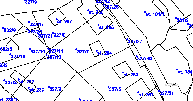 Parcela st. 264 v KÚ Květná, Katastrální mapa