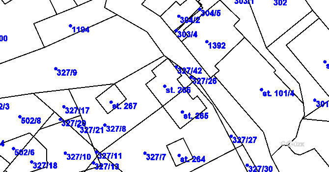 Parcela st. 266 v KÚ Květná, Katastrální mapa