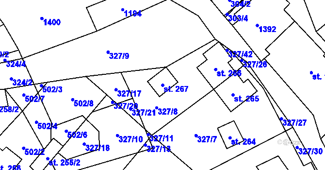 Parcela st. 267 v KÚ Květná, Katastrální mapa