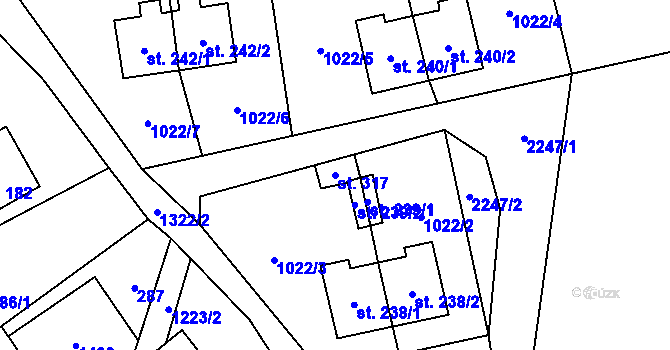 Parcela st. 317 v KÚ Květná, Katastrální mapa