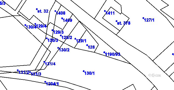 Parcela st. 128 v KÚ Květná, Katastrální mapa
