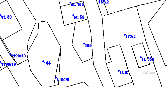 Parcela st. 185 v KÚ Květná, Katastrální mapa