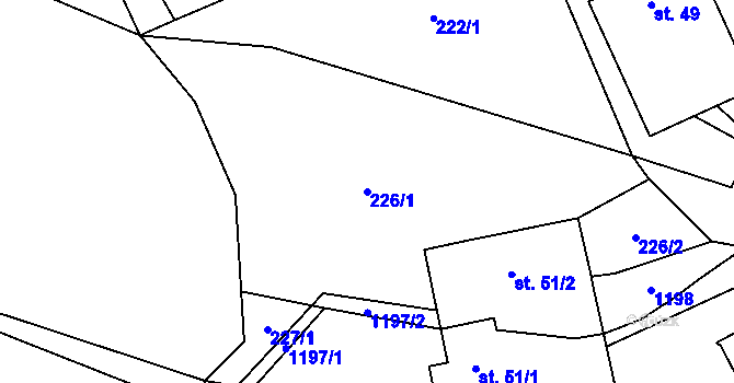 Parcela st. 226/1 v KÚ Květná, Katastrální mapa