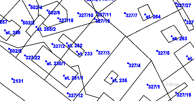 Parcela st. 327/3 v KÚ Květná, Katastrální mapa