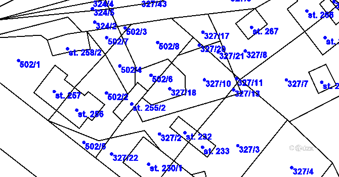 Parcela st. 327/18 v KÚ Květná, Katastrální mapa