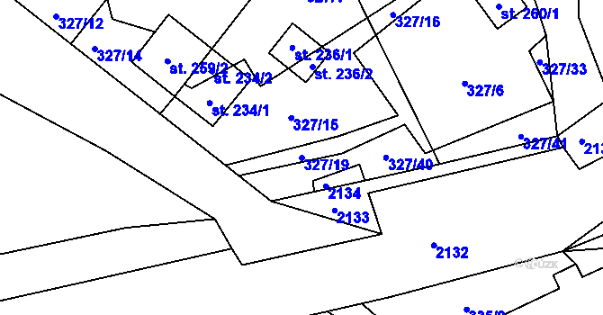 Parcela st. 327/19 v KÚ Květná, Katastrální mapa