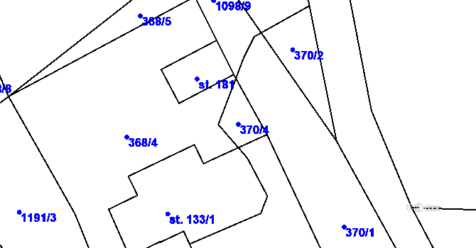 Parcela st. 370/4 v KÚ Květná, Katastrální mapa