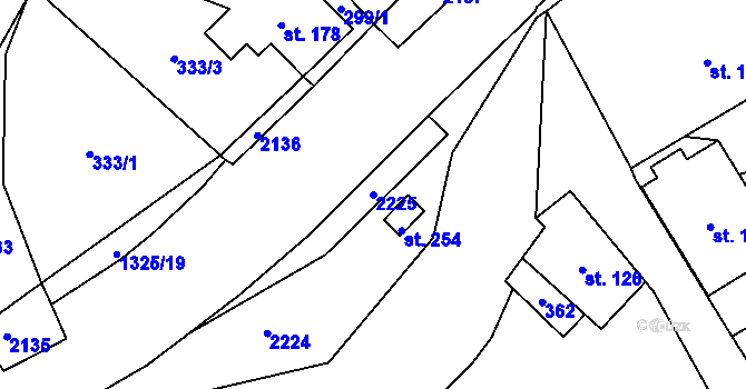Parcela st. 2225 v KÚ Květná, Katastrální mapa
