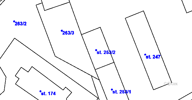 Parcela st. 253/2 v KÚ Květná, Katastrální mapa