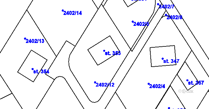 Parcela st. 2402/12 v KÚ Květná, Katastrální mapa