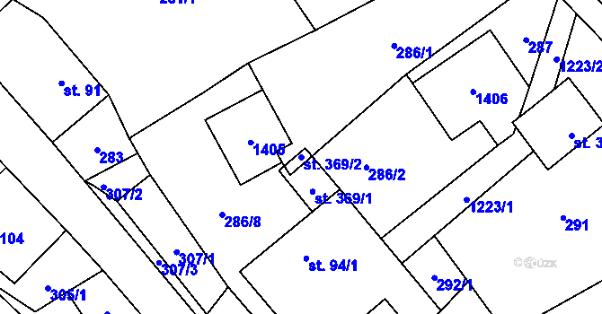 Parcela st. 369/2 v KÚ Květná, Katastrální mapa