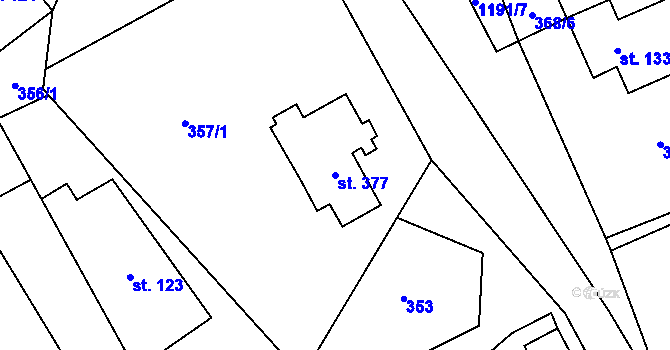 Parcela st. 377 v KÚ Květná, Katastrální mapa