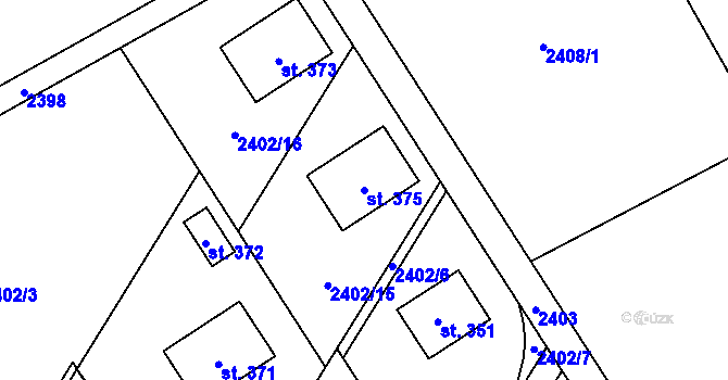 Parcela st. 375 v KÚ Květná, Katastrální mapa