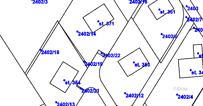 Parcela st. 2402/22 v KÚ Květná, Katastrální mapa