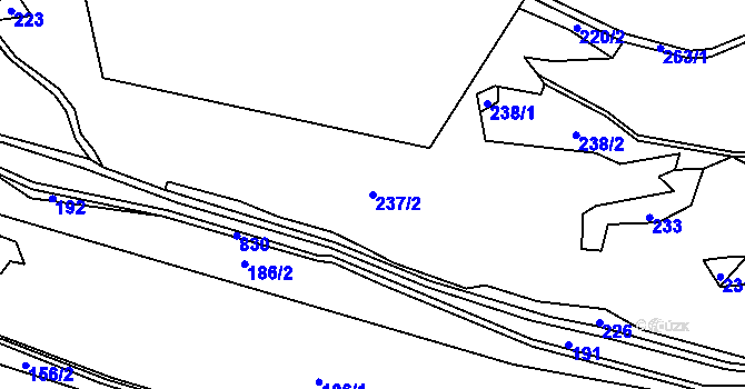 Parcela st. 237/2 v KÚ Hanušov, Katastrální mapa