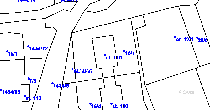 Parcela st. 119 v KÚ Květnová, Katastrální mapa