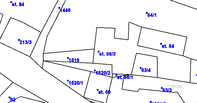 Parcela st. 56/2 v KÚ Květnová, Katastrální mapa