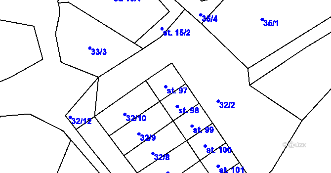 Parcela st. 97 v KÚ Květnová, Katastrální mapa
