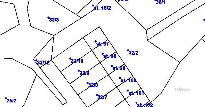 Parcela st. 98 v KÚ Květnová, Katastrální mapa