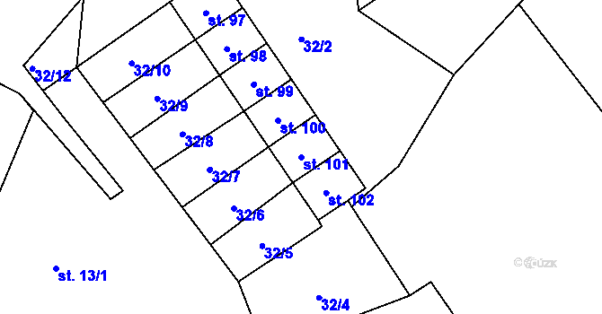 Parcela st. 101 v KÚ Květnová, Katastrální mapa