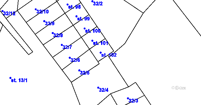 Parcela st. 102 v KÚ Květnová, Katastrální mapa
