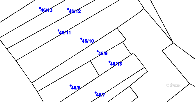 Parcela st. 46/9 v KÚ Květnová, Katastrální mapa