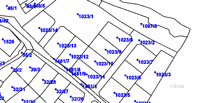 Parcela st. 1023 v KÚ Květnová, Katastrální mapa