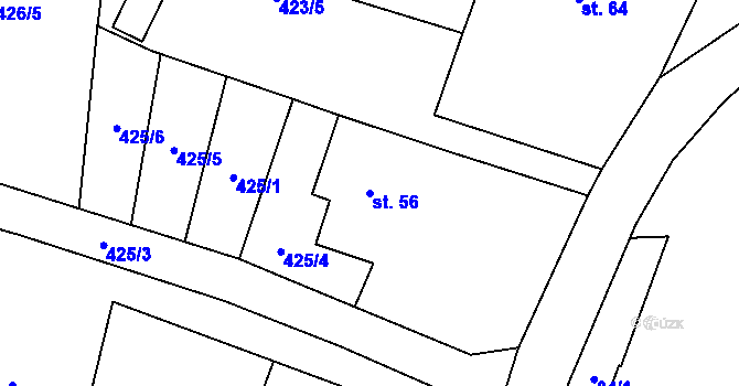 Parcela st. 56 v KÚ Květov, Katastrální mapa