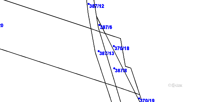 Parcela st. 387/13 v KÚ Květov, Katastrální mapa